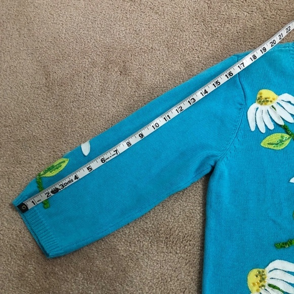 Vintage Design Options Philip and Jane Gordon Blue Daisy Cardigan Medium - Picture 15 of 15